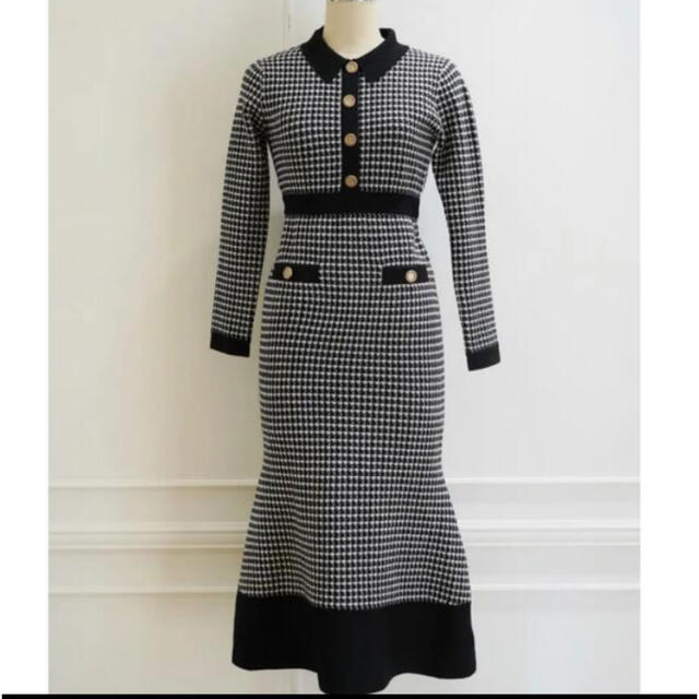 Buckingham Houndstooth Knit Dressワンピース