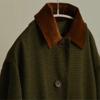 i_am corduroy collar check coat Green(ロングコート)