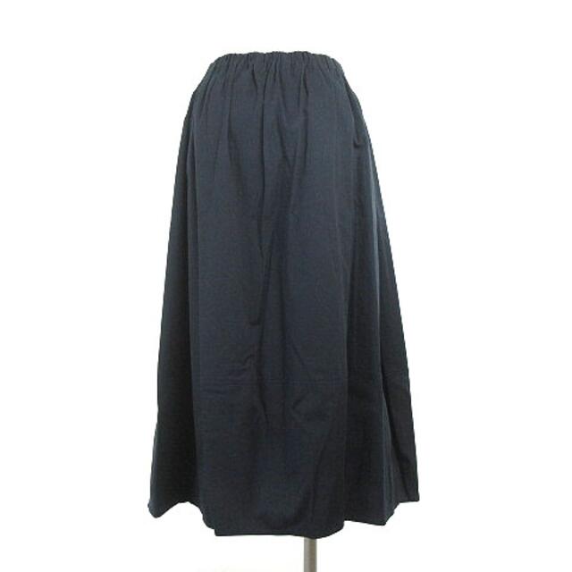 Jurgen Lehl(ヨーガンレール)のヨーガンレール スカート ロング ミモレ ギャザー 無地 コットン ネイビー M レディースのスカート(ロングスカート)の商品写真
