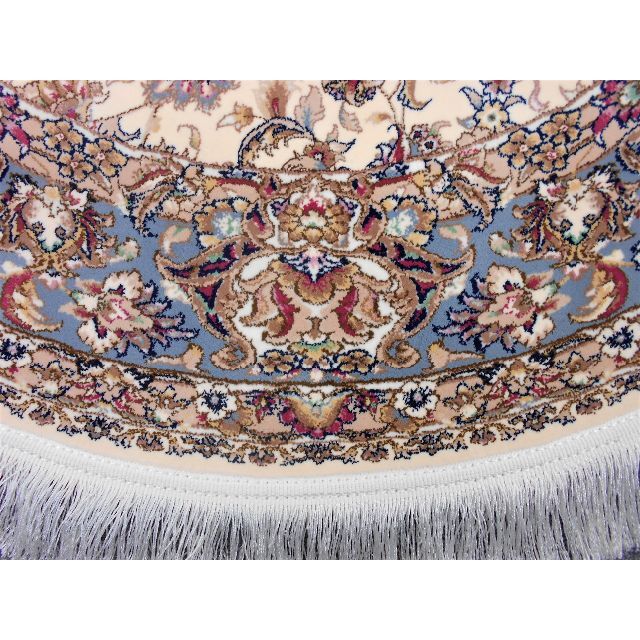 多色織、高密度！輝く 本場イラン産 絨毯 円形150cm‐201181