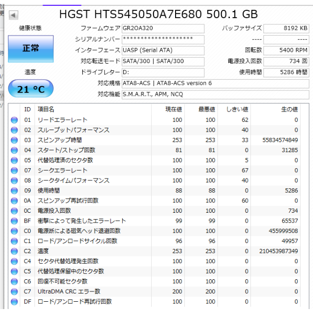 HG(エイチジー)の2.5インチHDD　HGST　500GB×3個　（正常判定） スマホ/家電/カメラのPC/タブレット(PCパーツ)の商品写真