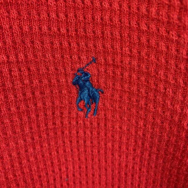 Ralph Lauren(ラルフローレン)の希少 90s ラルフローレン サーマルニットパーカー 刺繍ロゴ 美品 メンズのトップス(パーカー)の商品写真