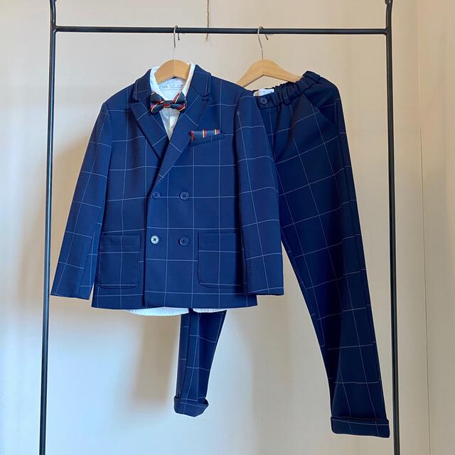 ZARA KIDS ボーイ キッズ チェック柄 スーツ シャツ 蝶タイ セット