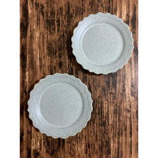 洋食器ラウンド グレー2枚 小皿 オシャレ 磁器 カフェ風 丸皿 デザート皿(食器)