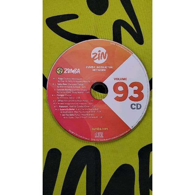 Zumba(ズンバ)のZUMBA　ズンバ　ZIN93　CD ＆ DVD　インストラクター専用 エンタメ/ホビーのDVD/ブルーレイ(スポーツ/フィットネス)の商品写真