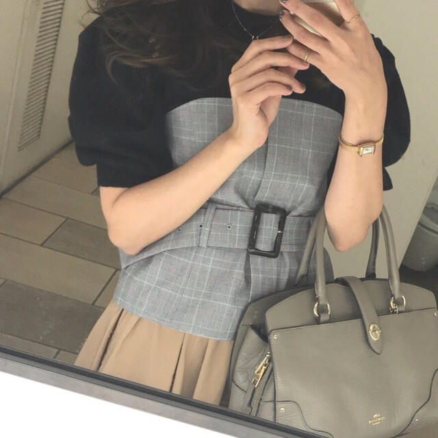 INDEX チェック柄ビスチェ の通販 by Rii 新品タグ付き ZARA ビスチェ クロップドトップス パープル チェック柄