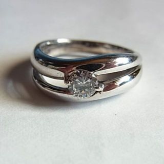 未使用品SVシルバー リング指輪9号1粒キュービックジルコニア人工ダイヤモンド (リング(指輪))