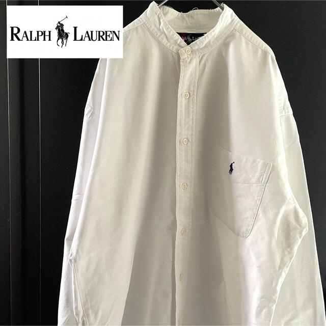 Ralph Lauren(ラルフローレン)の専用リメイク品　ラルフローレン【RALPH LAUREN】白　ノーカラーシャツ メンズのトップス(シャツ)の商品写真