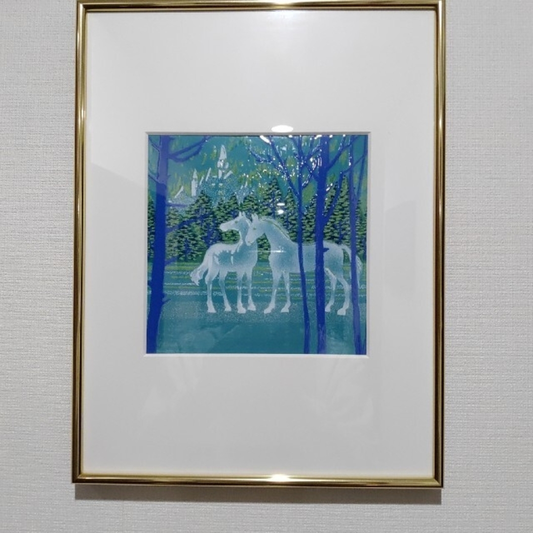 七宝焼額　馬と森 エンタメ/ホビーの美術品/アンティーク(陶芸)の商品写真