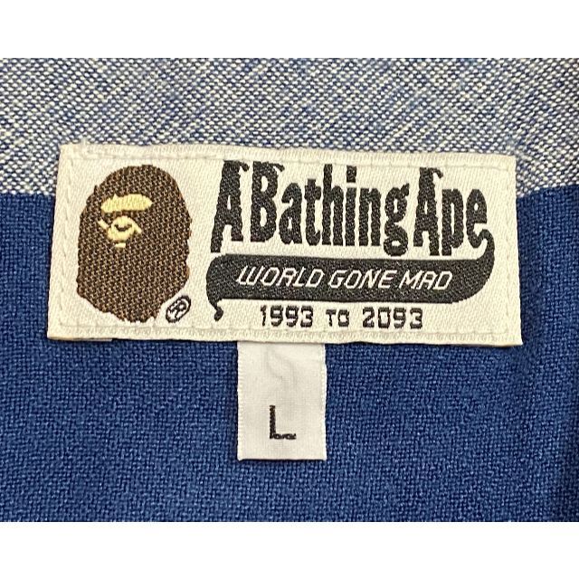 A BATHING APE(アベイシングエイプ)の＊アベイシングエイプ APE レーヨン ストライプ 長袖シャツ トップス L メンズのトップス(シャツ)の商品写真