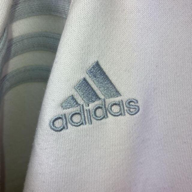 adidas(アディダス)の希少 90s アディダス スウェット 刺繍ロゴ 袖ライン ビッグシルエット メンズのトップス(スウェット)の商品写真