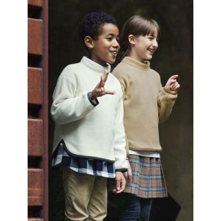 ユニクロ(UNIQLO)のユニクロ★フリースモックネックプルオーバー 白160 ホワイトマウンテニアリング(ニット)