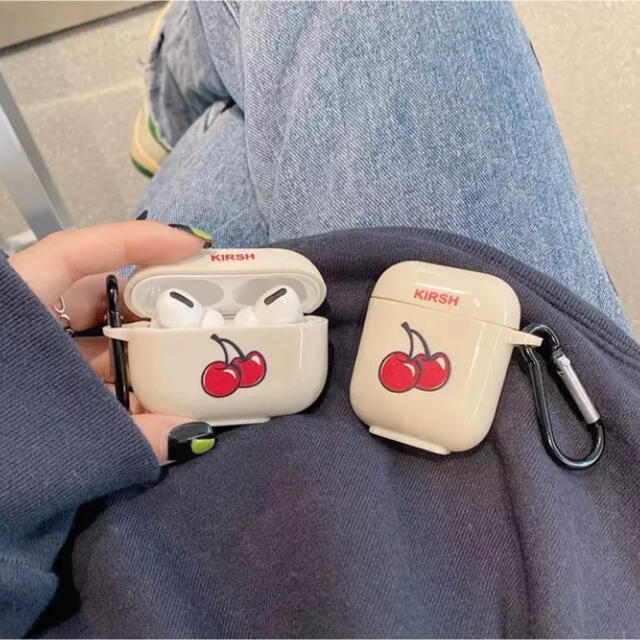 韓国　airpods pro対応ケース　さくらんぼ　人気ロゴ　hiphopお洒落