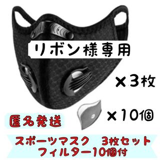 リボン様専用　スポーツマスク3枚セット　フィルター10個付(その他)