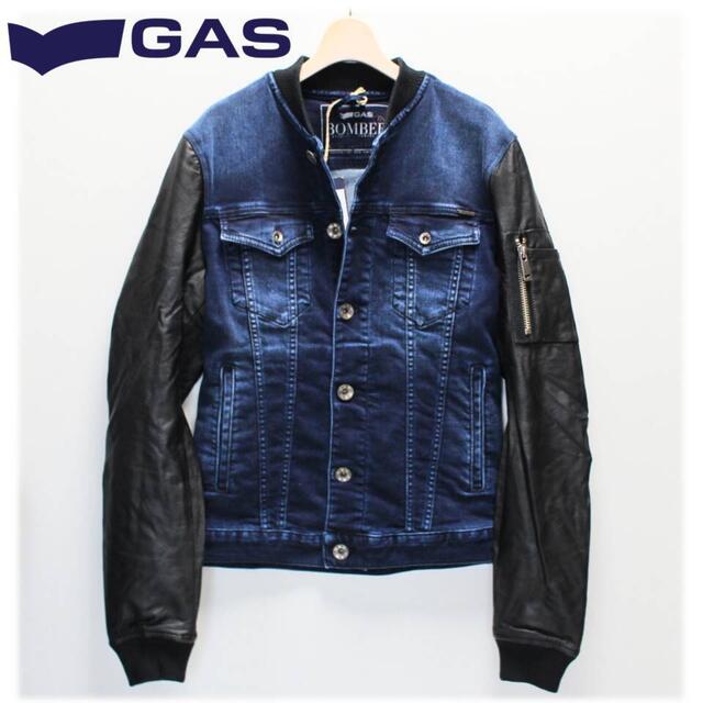 GAS - 《GAS》新品 ストレッチ レザー切替 デニム ボンバー GAS - 《GAS》新品 ストレッチ レザー切替 デニム ボンバー