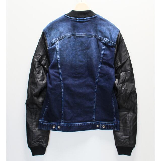 GAS》新品 ストレッチ レザー切替 デニム ボンバージャケット 46(M