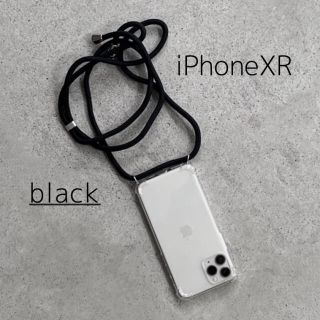 ショルダー ストラップ ボディフォンケース 無地 黒 iPhoneXR 人気(iPhoneケース)