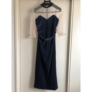 アメリヴィンテージ(Ameri VINTAGE)のAmeri VINTAGE TULLE SLEEVE TIGHT DRESS(ロングワンピース/マキシワンピース)