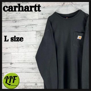 カーハート(carhartt)の【希少‼︎】カーハート ロゴタグ 胸ポケット 長袖 カットソー ロンT ブラック(Tシャツ/カットソー(七分/長袖))