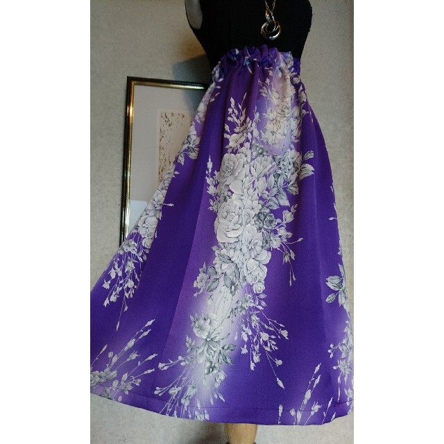 ヴェルサイユ系♥️高貴なパープル！着物リメイクギャザースカート♪ レディースのスカート(ロングスカート)の商品写真
