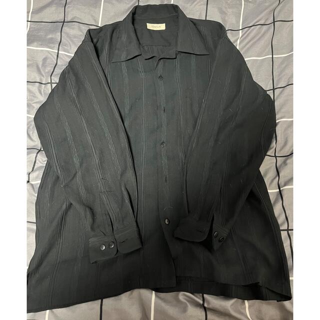 ART VINTAGE(アートヴィンテージ)の古着　90s  黒　開襟　プリーツシャツ メンズのトップス(シャツ)の商品写真