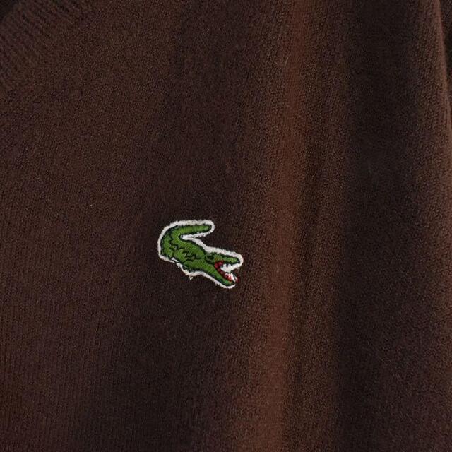 IZOD LACOSTE Vネック ブラウンニット 肌触り良い ワンポイント 2