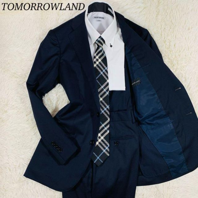 【極美品】トゥモローランド ゼニア ホライゾンツイル セットアップスーツ 紺 S