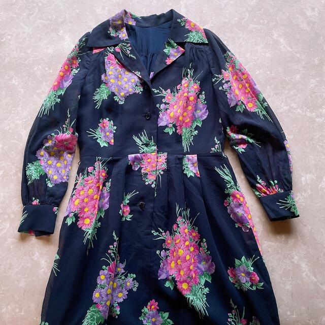 Santa Monica(サンタモニカ)のused レトロ 花柄 ワンピース 古着 ヴィンテージ vintage レディースのワンピース(ロングワンピース/マキシワンピース)の商品写真