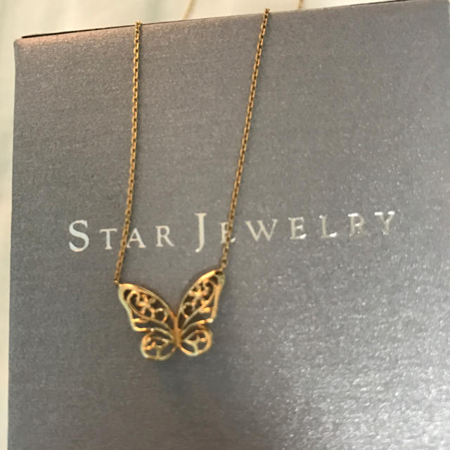 STAR JEWELRY バタフライネックレス K18WG