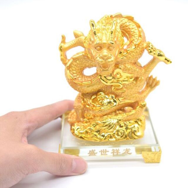 金龍 昇龍 樹脂製置物 ガラス台座 6