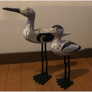 木彫り　鳥　置物　2体セット