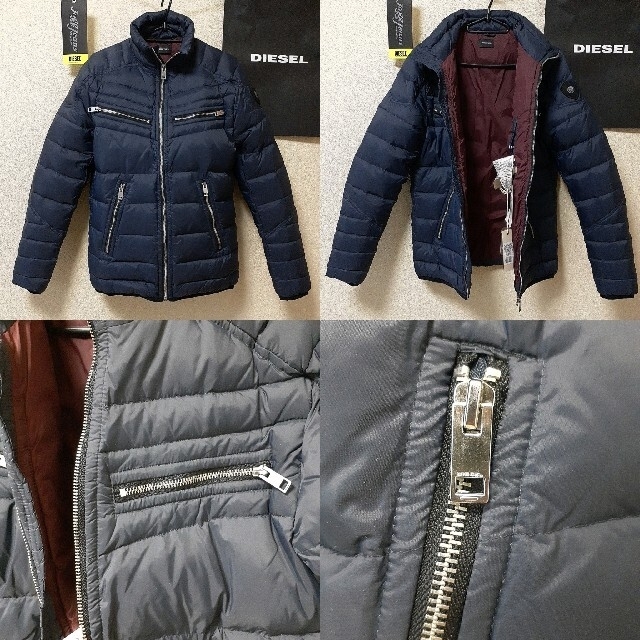 DIESELダウンジャケットW-IZUMOライダースディテールシャイニーナイロン