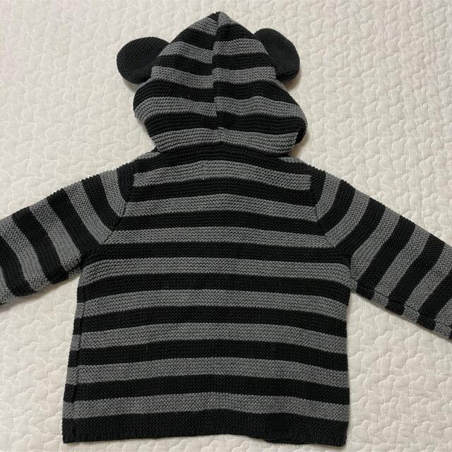 babyGAP(ベビーギャップ)の美品◎baby GAP ニットミッキーボーダーカーディガン キッズ/ベビー/マタニティのベビー服(~85cm)(ニット/セーター)の商品写真