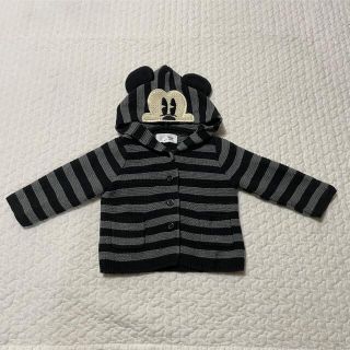 ベビーギャップ(babyGAP)の美品◎baby GAP ニットミッキーボーダーカーディガン(ニット/セーター)