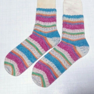 あったか⭐手編み靴下　　2足セット(レッグウェア)