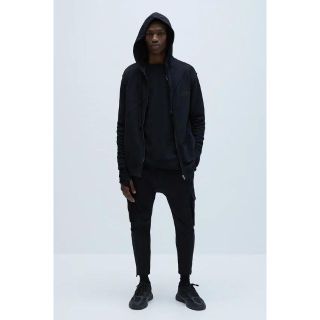 ザラ(ZARA)のアシンメトリー パーカー　ブラック　M(パーカー)