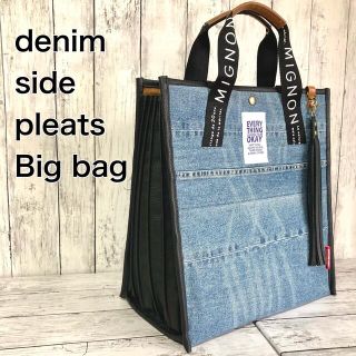 2way blue denim side pleats Big bag(バッグ)