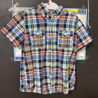 ミキハウス(mikihouse)の美品　ミキハウス ブルーの半袖シャツ120マドラスチェック(Tシャツ/カットソー)
