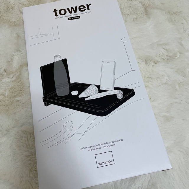 tower 『 フィルムフックバスルーム折り畳み棚 タワー 』 インテリア/住まい/日用品の収納家具(バス収納)の商品写真