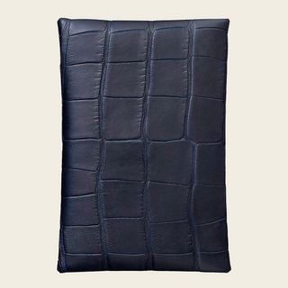 エルメス(Hermes)の【使用品】エルメス カルヴィ マットクロコ ブルーマリン(名刺入れ/定期入れ)