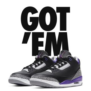 ナイキ(NIKE)の新品 AIR JORDAN3 RETRO COURT PURPLE 紫　黒(スニーカー)