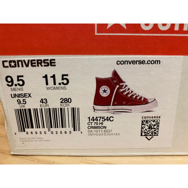 CONVERSE(コンバース)の【美品】CONVERSE CT70 チャックテイラー 三ツ星28cm クリムゾン メンズの靴/シューズ(スニーカー)の商品写真