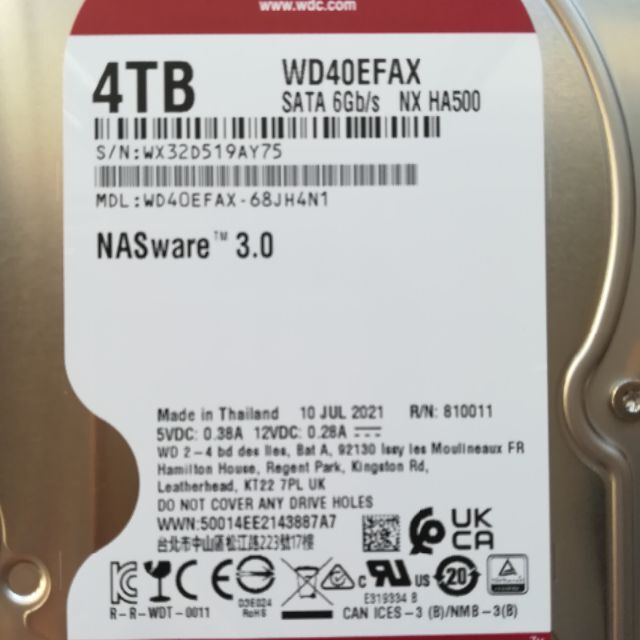 ウエスタンデジタルRED NAS用内臓ハードディスク4TB 使用時間 116時間 2