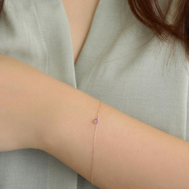 カナル4℃ k10 一粒天然石 ブレスレット ★パープル