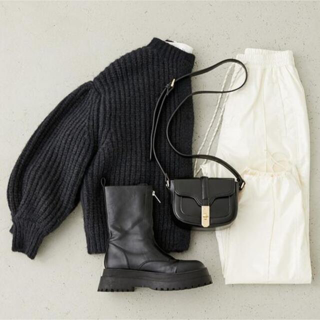 MOUSSY TUCK SLEEVE KNIT カーディガン　ブラック