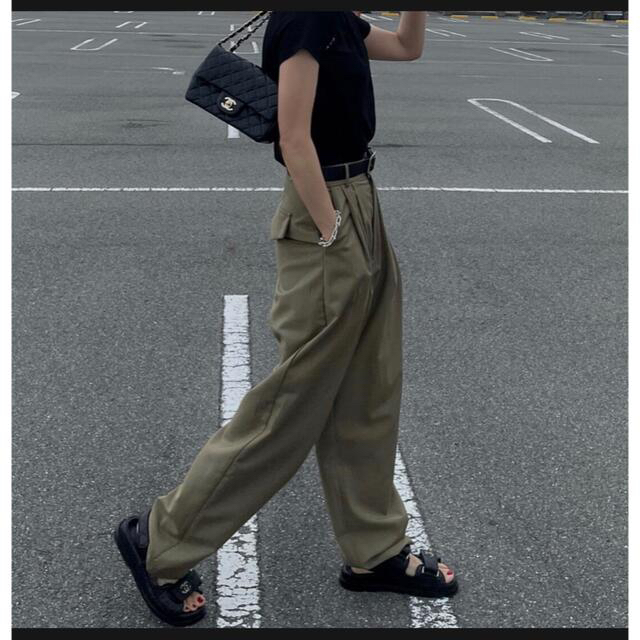 ok.soon ハイウエストテーパードスラックスkhaki