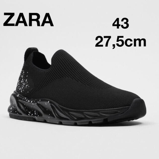 ザラ(ZARA)の美品　ZARA ザラ　ニット　スニーカー　ブラック　43 27.5(スニーカー)