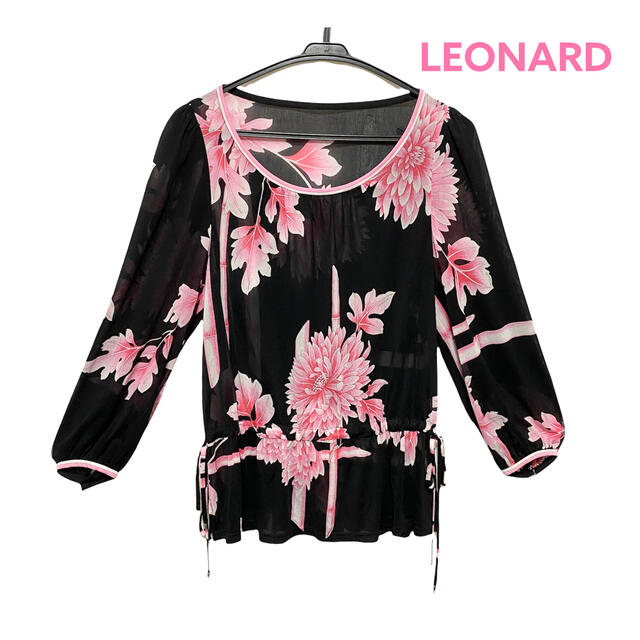 ○【極美品】LEONARD/長袖カットソー/シースルー/花柄/カンカン