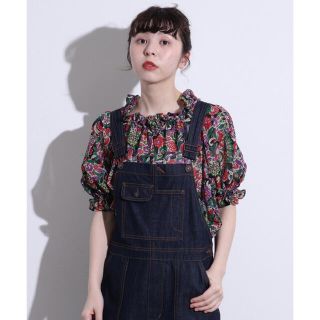 ドットアンドストライプスチャイルドウーマン(Dot&Stripes CHILDWOMAN)のエスニックフラワー パフスリーブショートブラウス(シャツ/ブラウス(半袖/袖なし))