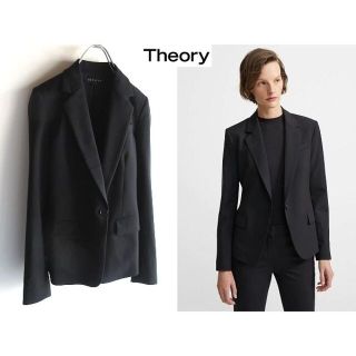 セオリー(theory)の美品 Theory ストレッチウール 1Bテーラードジャケット 00 ブラック(テーラードジャケット)